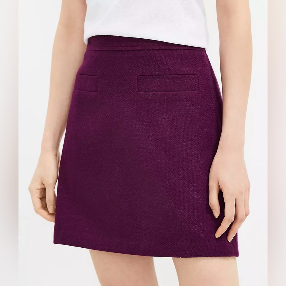 NWT LOFT Herringbone Tweed Shift Skirt 14
